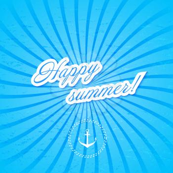 Blue background with anchor. Water. Vector illustration.