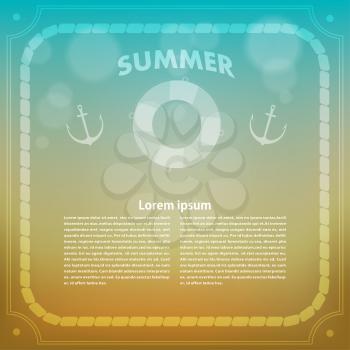 Summer background with anchor. Summer. Retro. Vector illustration.