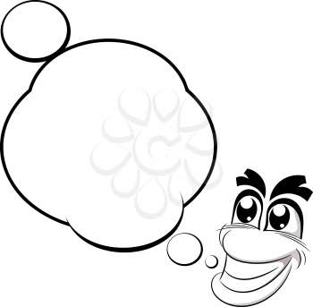 Cartoon smiling and bubble. Vector illustration.