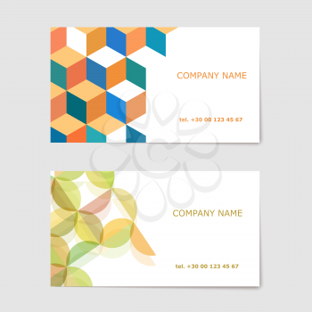 Two business card on a gray background. Vector illustration