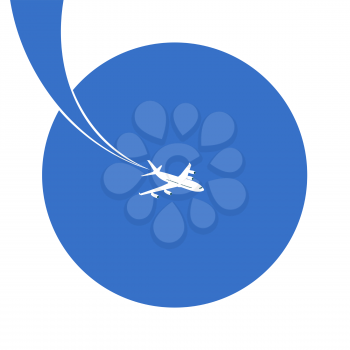 Round design element plane of trace. Journey. Design for your travel company, the airline. Logo. Vector illustration.