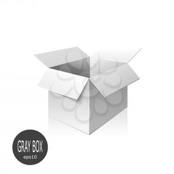 Gray cardboard box isolated on white background. Vector illustration.