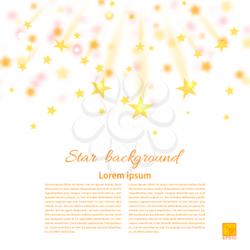 White festival background with falling gold stars, Starfall. Vector illustration