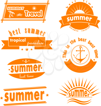 Summer design elements design. Retro and vintage templates. Vector set illustration.