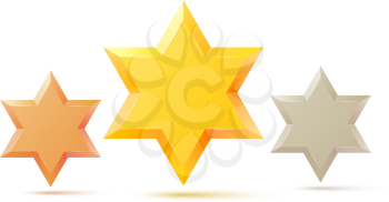 Set. Israel Star of David symbol. Jewish religious culture. Isolated on white background. Vector illustration.