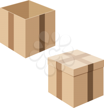Set of cardboard boxes isolated on white background. Containers for transporting your goods. Packaging and storage of the product. Vector illustration.