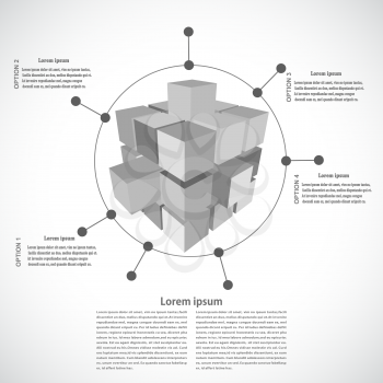 Business background with a gray cube. Vector illustration