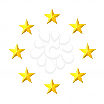 The circle of gold stars on a white background. Element for your design. Vector illustration