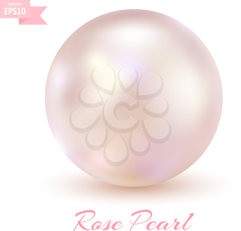 Pink pearl isolated on a white background. Glamorous design. Jewelry. Vector illustration.