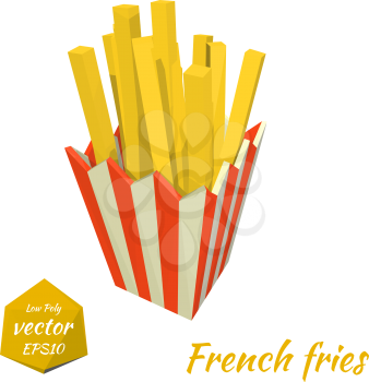 French fries in a red box. Fast food icon. Vector illustration