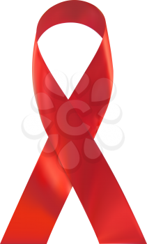Red silk ribbon isolate on white background. Vector illustration
