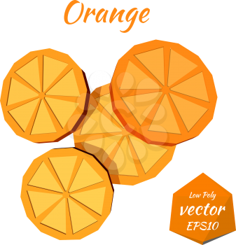Set orange slices isolated on a white background. Low poly style. Vector illustration.