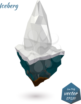 Icon iceberg island isolated on white background. Low poly style. Vector illustration.