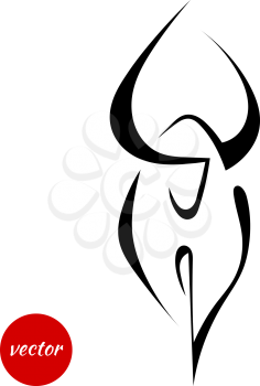Silhouette of wild bull on a white background in front. Vector illustration