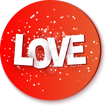 Sign of love with multicolored confetti on a red background. Vector illustration