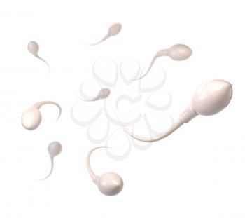 Set sperm is isolated on a white background. 3d illustration.
