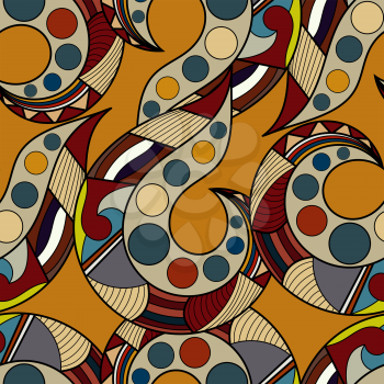 Tribal  pattern with abstract leaves. Vector illustration.