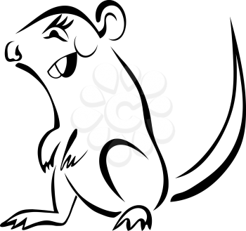 Sketch Cartoon rodent isolated on white background. Vector illustration.