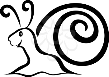 Sketch Cartoon snail isolated on white background. Vector illustration.