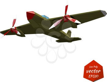Plane on a white background. The twin-engine fighter. Vintage. Vector illustration.