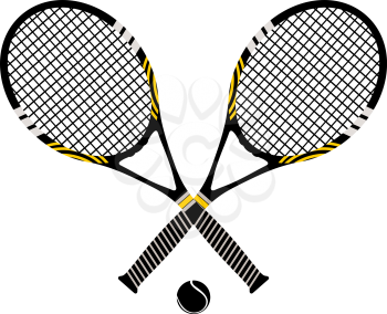 Tennis rackets and ball. Vector illustration.