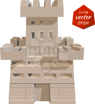 Castle tower. Vector illustration. Low poly style.