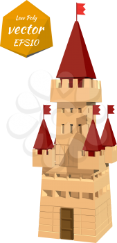 Fortress tower. Lowpoly style. Vector illustration. 