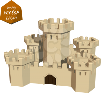 Fortress towers. Low poly style. Vector illustration. 