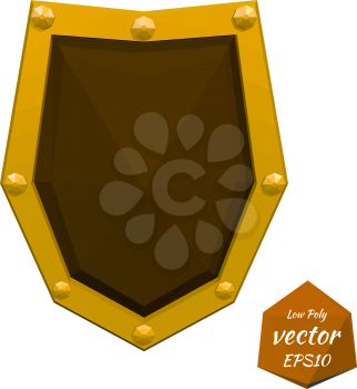 Low poly shield on white background. Vector illustration