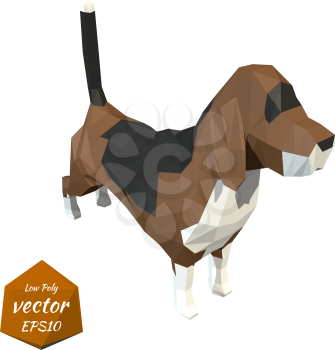 Dog on a white background. Low poly style. Vector illustration.