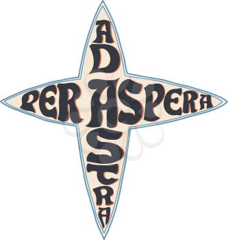 Ancient  proverb Per aspera ad astra. Lettering on the background of stars. Vector illustration.