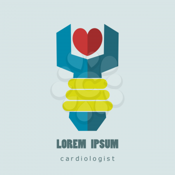 Flat logo cardiologist. Medical and health care. Easy to use and edit. Vector illustration