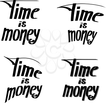 The saying time - money on a white background. Hand lettering. Vector illustration