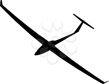 The black silhouette of a glider is not a white background. Vector illustration