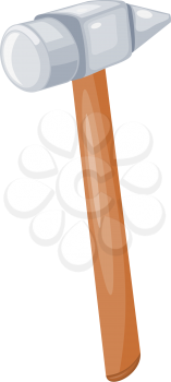 Metal hammer with a wooden handle on a white background. Cartoon. Without applying the gradient. Vector illustration.
