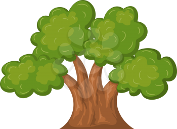 Cartoon oak on a white background. Vector illustration