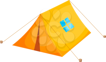 Yellow Camping tent. Icon web. Cartoon. Vector illustration