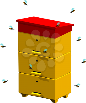 Isometric hives. Vector apiary icon. Ecological concepts, healthy food. Apiary, beehives, bee in isometric style. Stock vector