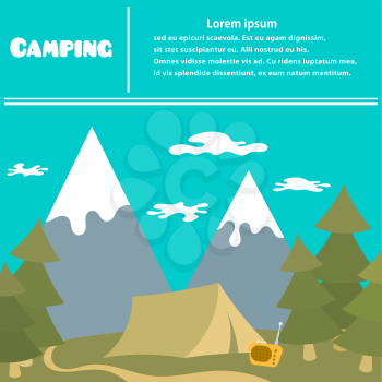 Camping and vacation travel outdoors. Sleek style. Camping poster. Tourist Poster - camping advertising. Vector stock.