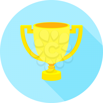 Simple flat icon gold cup winner with two handles on a pedestal. Vector cup isolate. Vector Icon prize winner of the 
competition.  Athletic pride. Stock vector