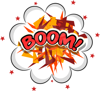 Colored Cartoon explosion BOOM! Cartoon explosion on a white background. Illustration 
comic speech bubble! Stock vector