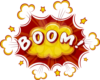Colored Cartoon explosion BOOM! Cartoon explosion on a white background. Comic speech bubble BOOM! Stock vector