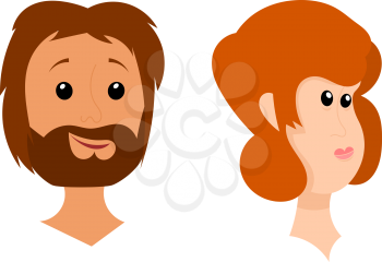 The heads of men and women on a white background. Cartoon style. Stock vector
