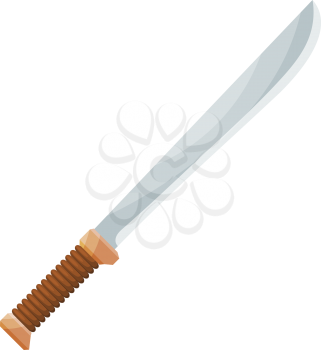 Stock Vector Cartoon stained machete on a white background. A tool for exploring the jungle 
tropics. Stock vector