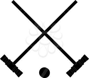 Black image the  hammers and ball. Hammers and the ball croquet on a white background. 
Sign croquet sports. Sports equipment for croquet. Stock vectorcroquet. Stock vector