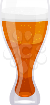 Tall glass Cartoon cup of beer on a white background. Isolate. Cartoon style. Food element 
in a bar, pub. Stock vector illustration