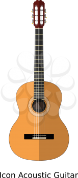 Icon simple acoustic guitar on a white background. Sign of music, musical instrument. Stock 
vector illustration