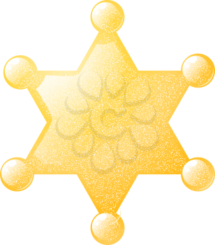 Golden Star Sheriff on a white background with a grunge texture. Stock vector illustration