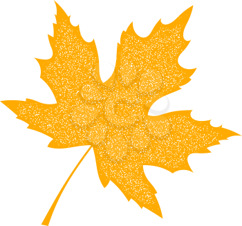 Yellow Maple Leaf with grange texture on a white background. Autumn maple leaf, a symbol 
of autumn. Element of nature, flora. Stock vector illustration