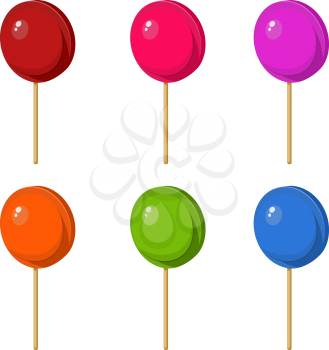 Vector illustration set of colorful sweet lollipops on a white background. Sweets, dessert. Subject isolate on a white background